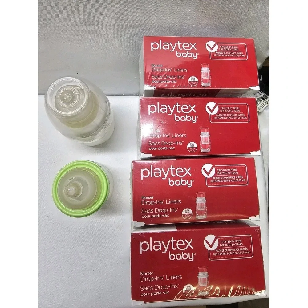 Playtex Baby Nurser Bottle 4oz 8oz Lot With Drop Ins Baby Food Bags And Sippys